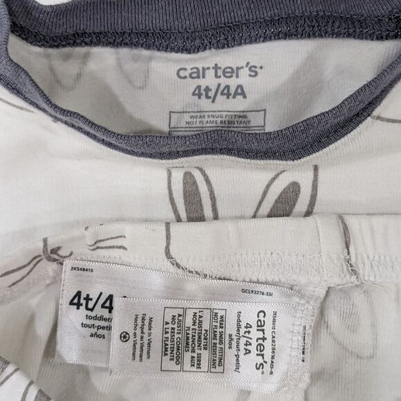 Carter's Easter rabbit Bunny Chick spring gray yellow white pajamas size 4t - Picture 8 of 8